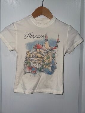 Altar’d State Florence Graphic Tee - Cream with Red & Blue Sketch size xsmall